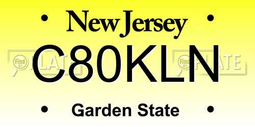 C80KLN New Jersey License Plate
