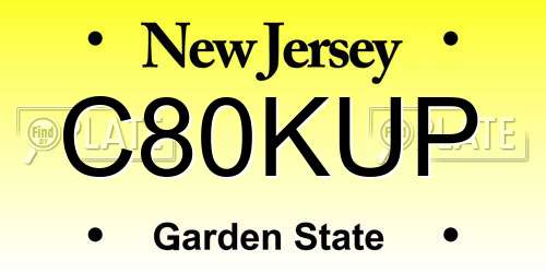 C80KUP New Jersey License Plate