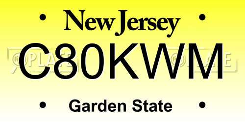 C80KWM New Jersey License Plate