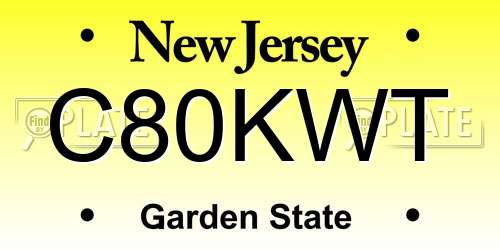 C80KWT New Jersey License Plate