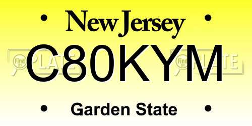 C80KYM New Jersey License Plate