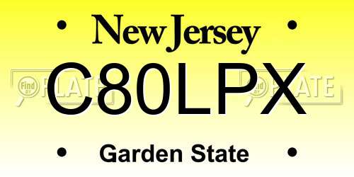 C80LPX New Jersey License Plate