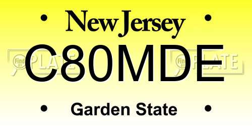 C80MDE New Jersey License Plate