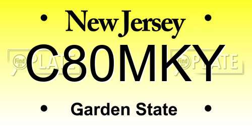 C80MKY New Jersey License Plate