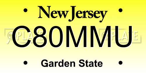 C80MMU New Jersey License Plate