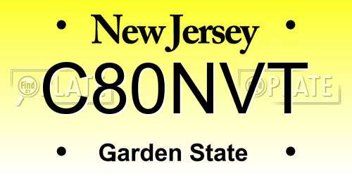 C80NVT New Jersey License Plate