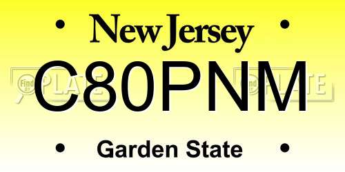 C80PNM New Jersey License Plate