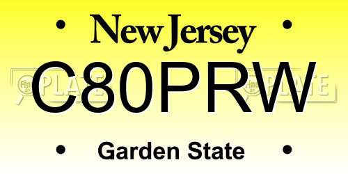 C80PRW New Jersey License Plate