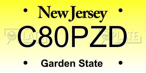 C80PZD New Jersey License Plate