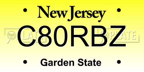C80RBZ New Jersey License Plate