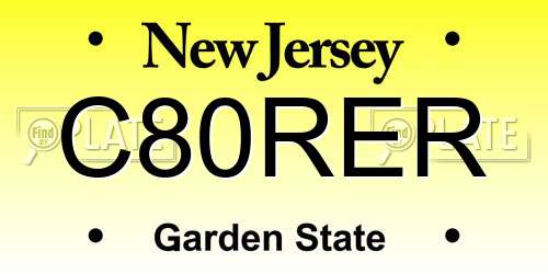 C80RER New Jersey License Plate