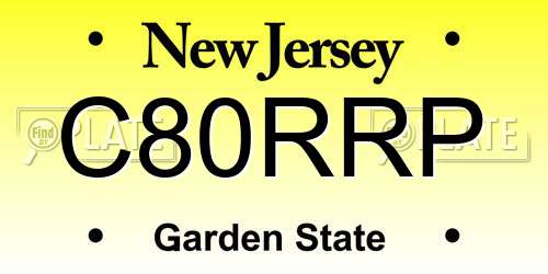 C80RRP New Jersey License Plate