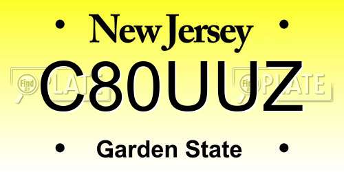 C80UUZ New Jersey License Plate