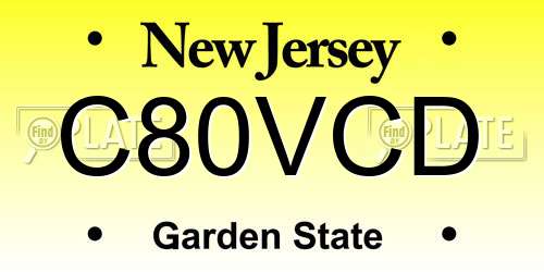 C80VCD New Jersey License Plate