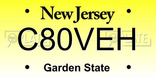 C80VEH New Jersey License Plate
