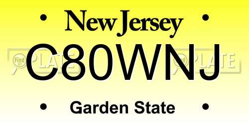 C80WNJ New Jersey License Plate