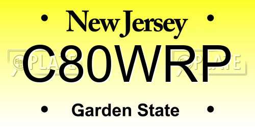 C80WRP New Jersey License Plate