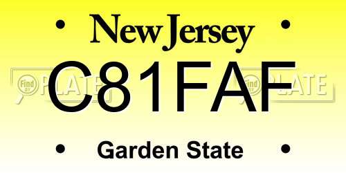 C81FAF New Jersey License Plate
