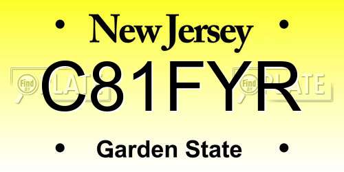 C81FYR New Jersey License Plate