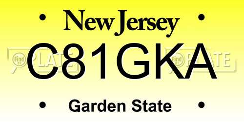 C81GKA New Jersey License Plate