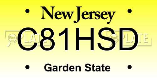 C81HSD New Jersey License Plate