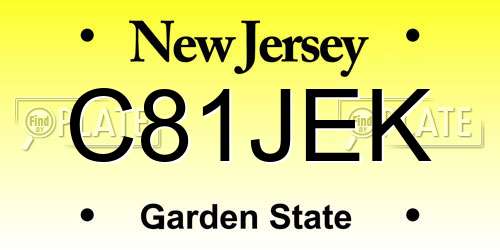 C81JEK New Jersey License Plate