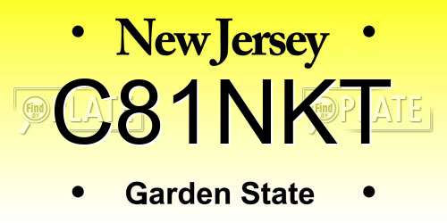 C81NKT New Jersey License Plate