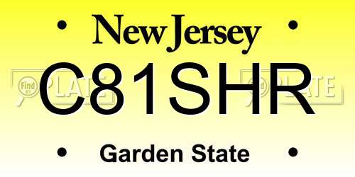 C81SHR New Jersey License Plate