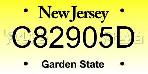 C82905D New Jersey License Plate