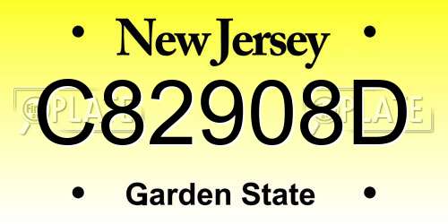 C82908D New Jersey License Plate