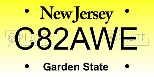 C82AWE New Jersey License Plate