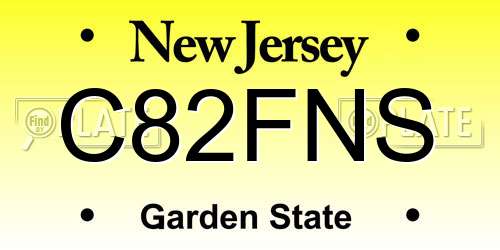 C82FNS New Jersey License Plate