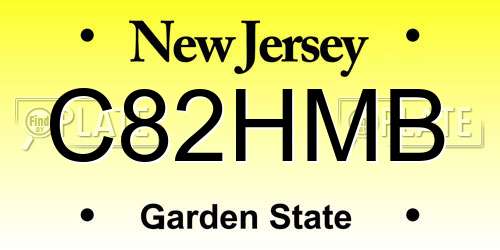 C82HMB New Jersey License Plate