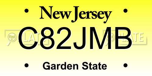 C82JMB New Jersey License Plate