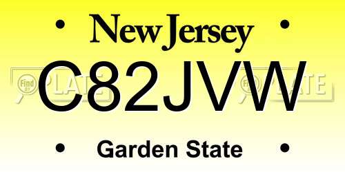 C82JVW New Jersey License Plate