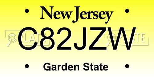 C82JZW New Jersey License Plate