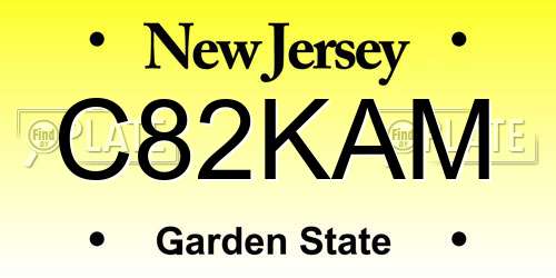 C82KAM New Jersey License Plate