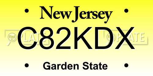 C82KDX New Jersey License Plate