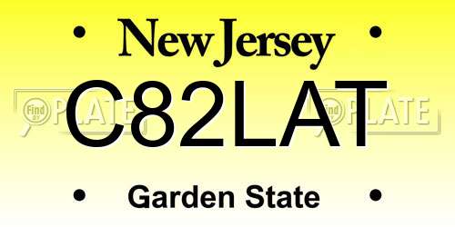 C82LAT New Jersey License Plate