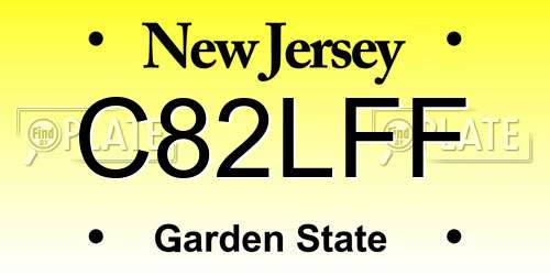 C82LFF New Jersey License Plate