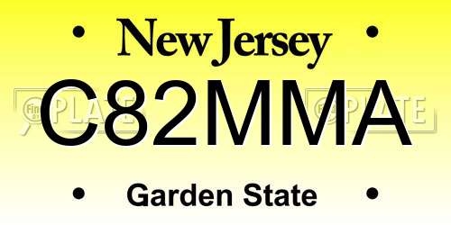 C82MMA New Jersey License Plate