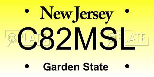C82MSL New Jersey License Plate