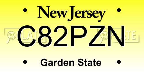 C82PZN New Jersey License Plate
