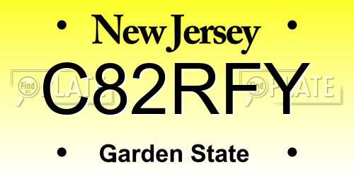 C82RFY New Jersey License Plate