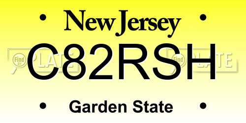 C82RSH New Jersey License Plate