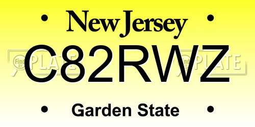 C82RWZ New Jersey License Plate