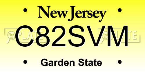 C82SVM New Jersey License Plate