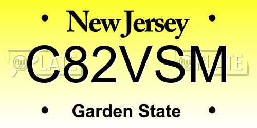 C82VSM New Jersey License Plate