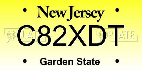 C82XDT New Jersey License Plate