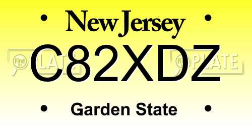 C82XDZ New Jersey License Plate